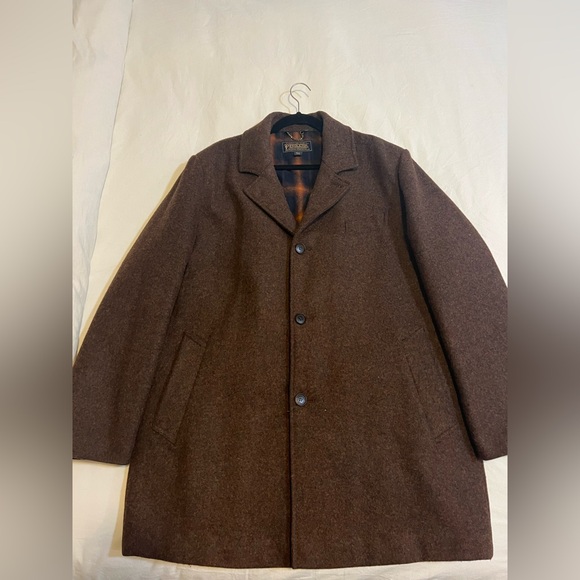 Men’s Pendleton Brown Wool Overcoat - Size XL - Picture 6 of 7
